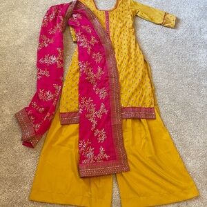 Yellow and Pink Sharara